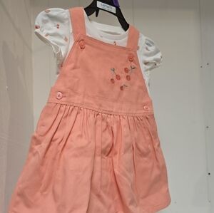 Carter's Coral Pinafore with Floral Embroidery